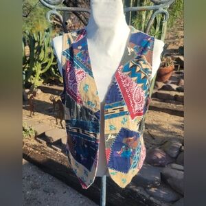 Colorful Western Upcycled Patchwork Vest